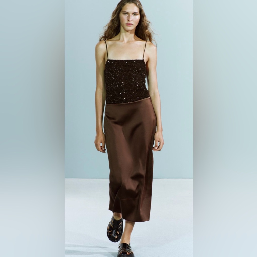 Zara satin effect skirt